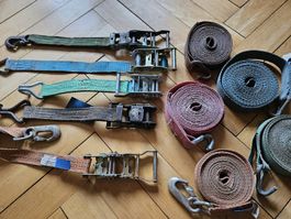 Spanngurten inkl. Spanner Set à 5 Stück, schmal, div. Längen