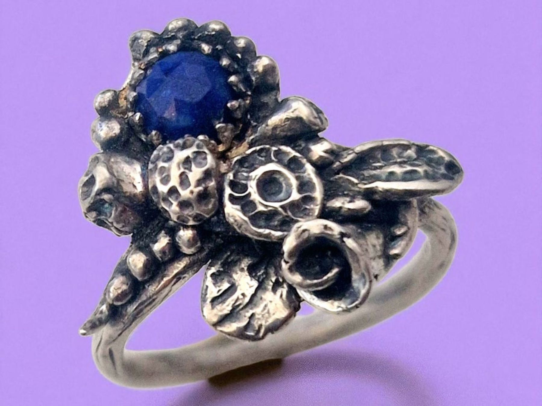 Anelli: Märchenhafter Silberring mit Lapislazuli, Grösse 61 – Nuovo e nell'imballaggio originale da Aarau venduto da Schmuckhoehle_MD