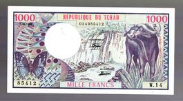 Zchad noten 1000 francs UNC