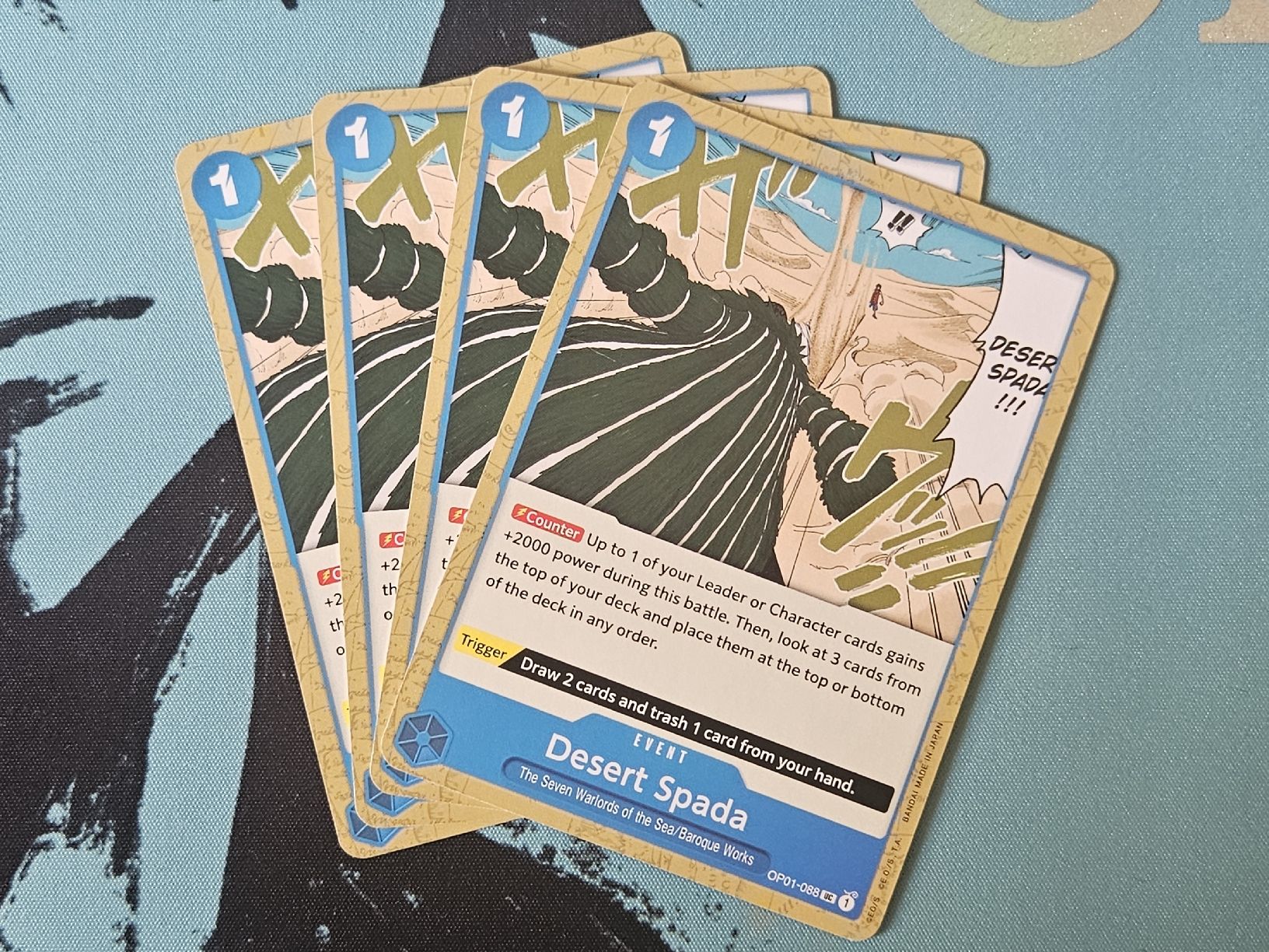 Bandai Sammelbilder & Trading cards: 4x One Piece TCG - Desert Spada EN – Neu (gemäss Beschreibung) aus Safnern von wil_z6qf