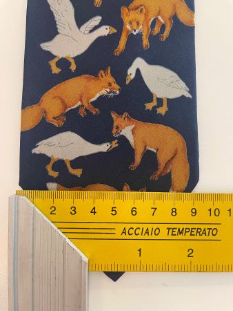 FABRIC FRONTLINE Krawatte Seide 🦊🪿 Fuchs & Gans-Motiv NEU