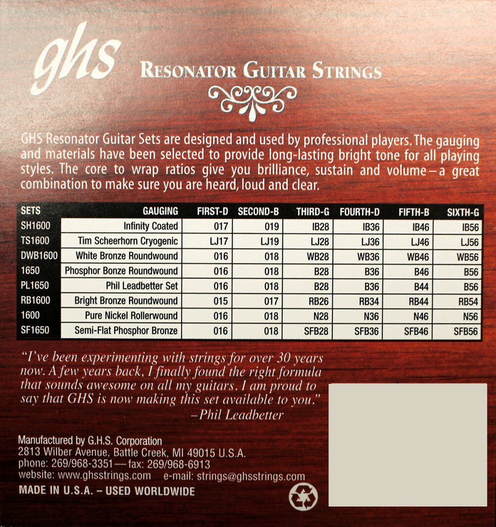 Musikinstrumente: GHS Resonator Guitar Strings Set – Neu und originalverpackt aus Zofingen von Rodeln 1