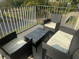 Balkonmöbel Set Polyrattan 4-teilig mit Gebrauchsspuren