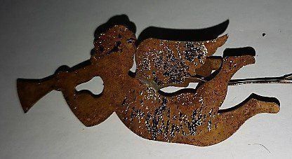 Figuren: Christbaumanhänger Engel mit Oboe Metall – Neu (gemäss Beschreibung) aus Lutzenberg von Truhe