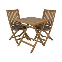 Occ. CONTINI Gartentischset 70x70cm mit 2 Stühlen Eucalyptus