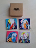 ANYA BROCK Untersetzer, 4er Set, NEU, Wellensittiche!