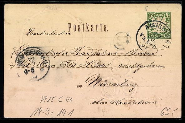 Cancelleria postale: Litho Ganzsache PP15 C40: Augsburg, XVI. – Usato da Berlin venduto da bartko-reher 1