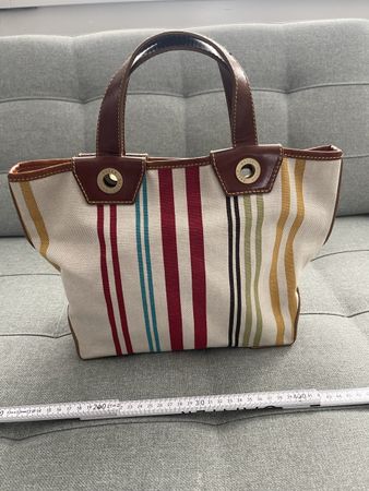 Bally Handtasche gestreift Leder Canvas