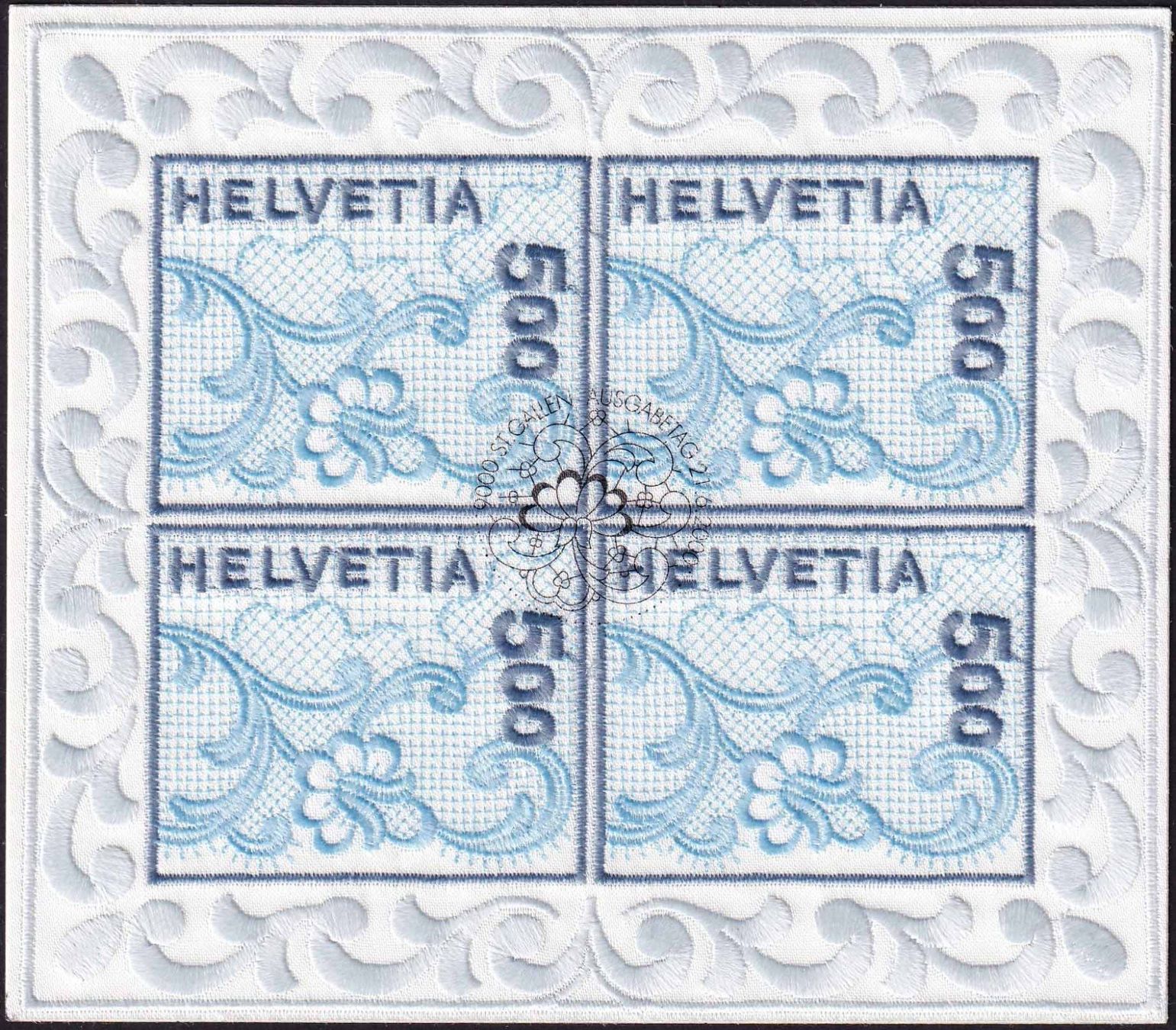 Tutti i francobolli: 2000, NABA St. Galler-Stoffbogen, Nr. 999 mit Ersttag-SS. – Usato da Aesch BL venduto da toffifee09