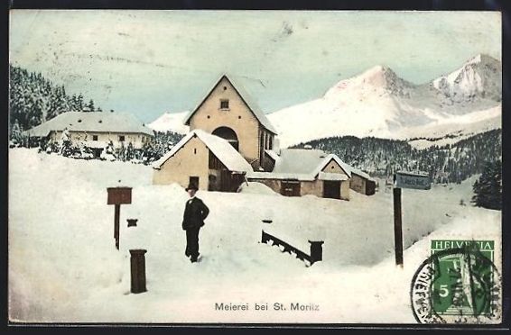 Cartoline postali: AK St. Moritz, Meierei im Schnee, 1929 – Usato da Berlin venduto da bartko-reher