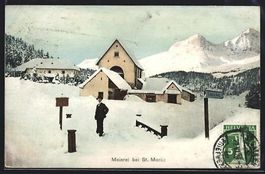 AK St. Moritz, Meierei im Schnee, 1929