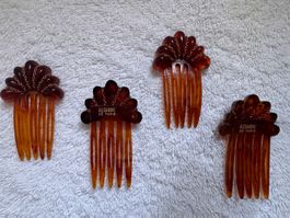 Vintage Alexandre de Paris 4 Haarkämme Set Schildpatt-Look