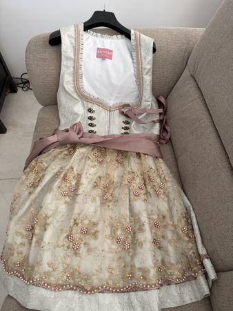 Dirndl Kruger Dirndl grau/ beige mit Perlen neuwertig