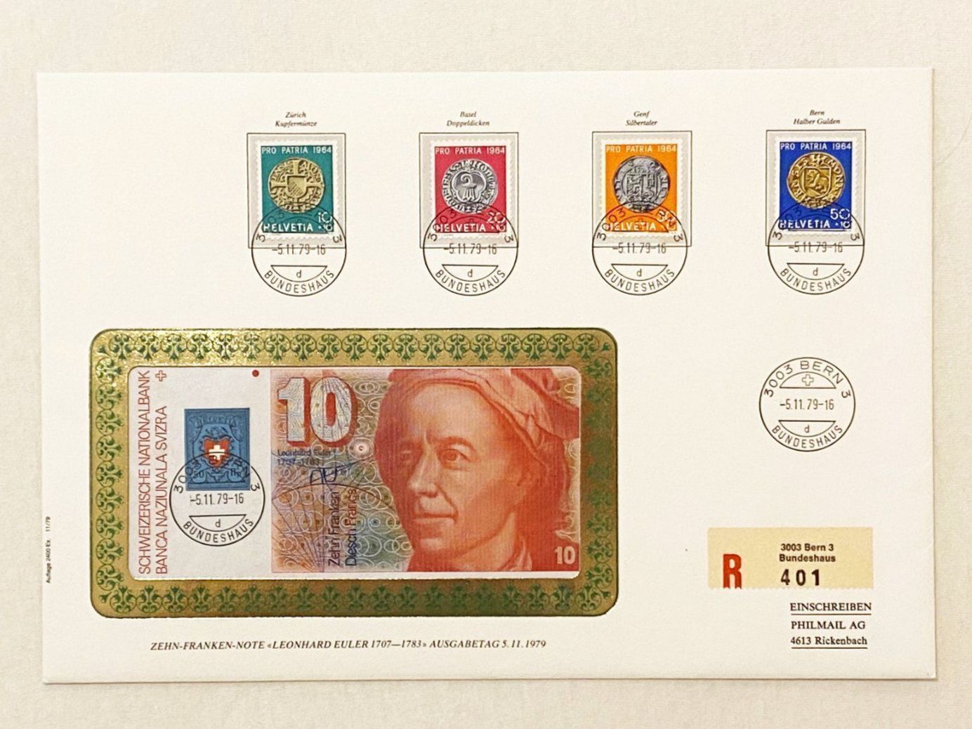 Banconote: Schweiz Banknotenbrief, 1979 UNC – Nuovo e nell'imballaggio originale da Weinfelden venduto da Bauselina