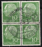 1954 Deutsche Bundespost - Theodor Heuss 10 Pf. - 4er Block