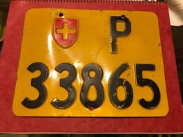 Nummernschild PTT Mofa ausrangiert P 33865