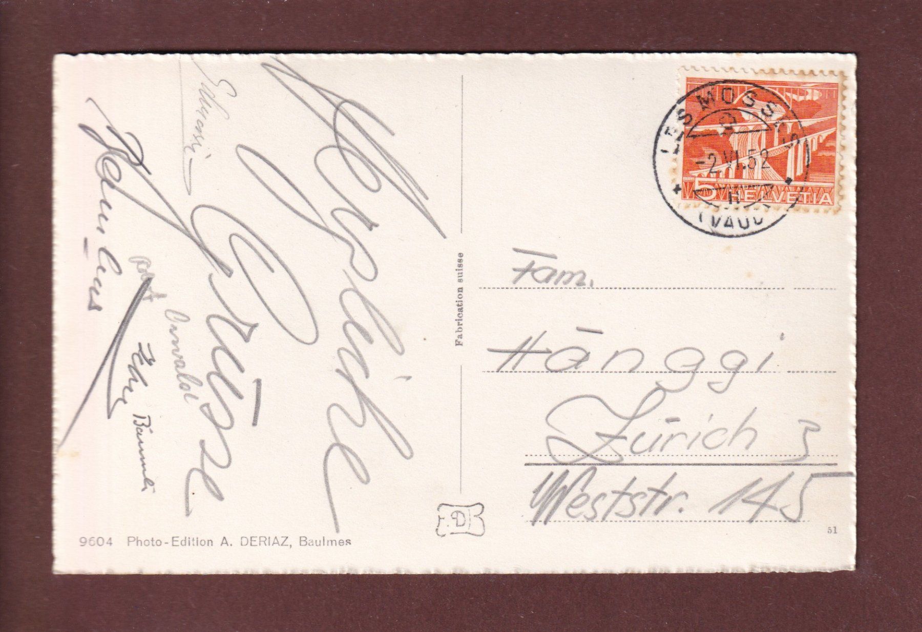 Cartoline postali: LAC LIOSON - 1952 – Usato da Pully venduto da nicecards 1
