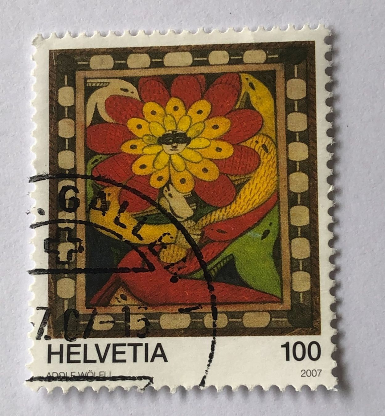 Tutti i francobolli: Nr. 1233 Adolf Wölfli GESTEMPELT 2007    – Usato da Aarau venduto da Billa007