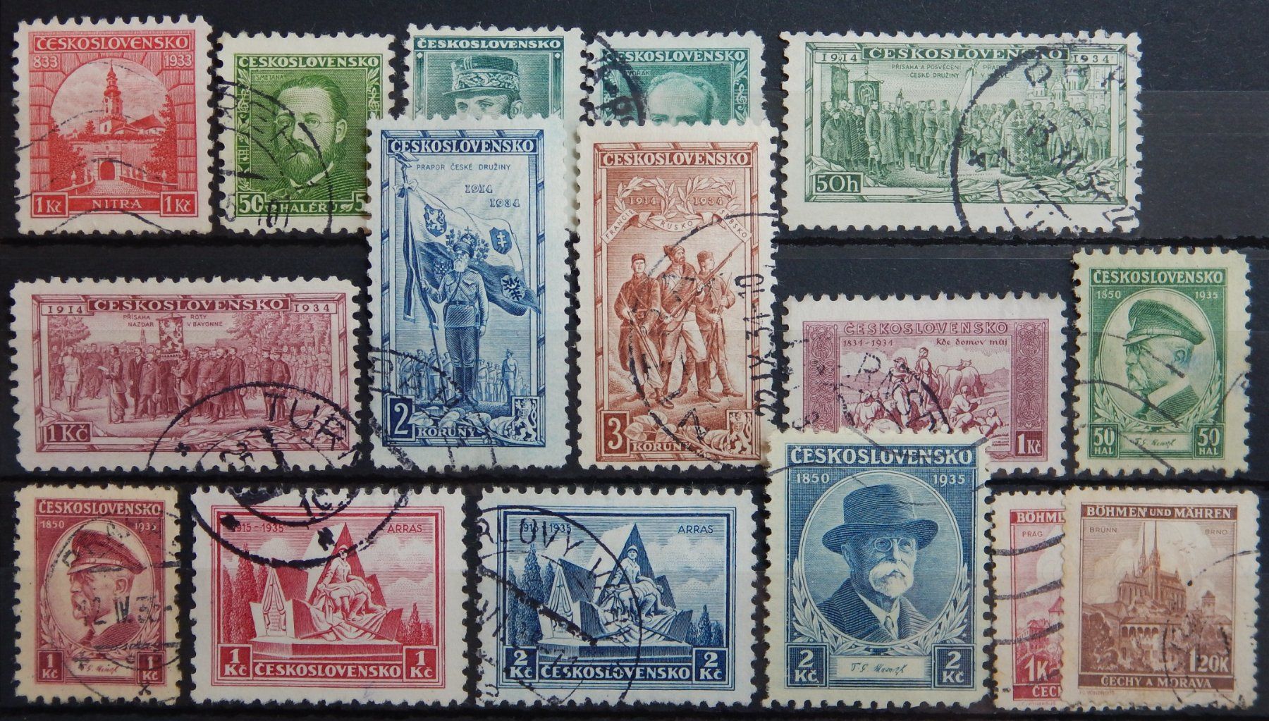 Tutti i francobolli: Tschechoslowakei CSSR Kat. 320-338 gest. 1933/35 – Usato da Zürich venduto da Muehlekauf