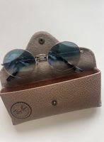 Ray-Ban Round Metal Sunglasses Blue Mirror Lens + Case