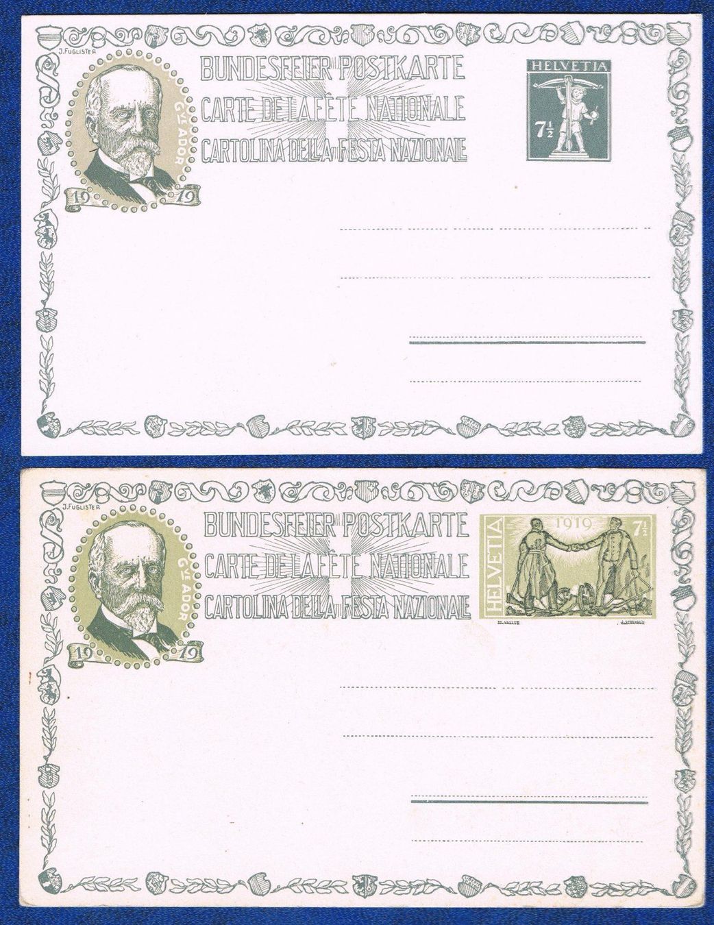 Alle Briefmarken: 4 Bundesfeierkarten 1919 ungebraucht – Gebraucht aus Biberstein von Jura39 3