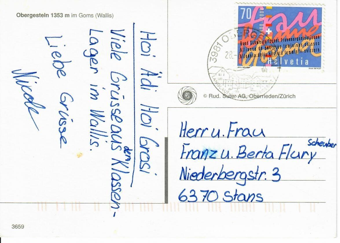 Cartoline postali: Gruss aus Obergesteln – Usato da Hochdorf venduto da Ziegel-16 1