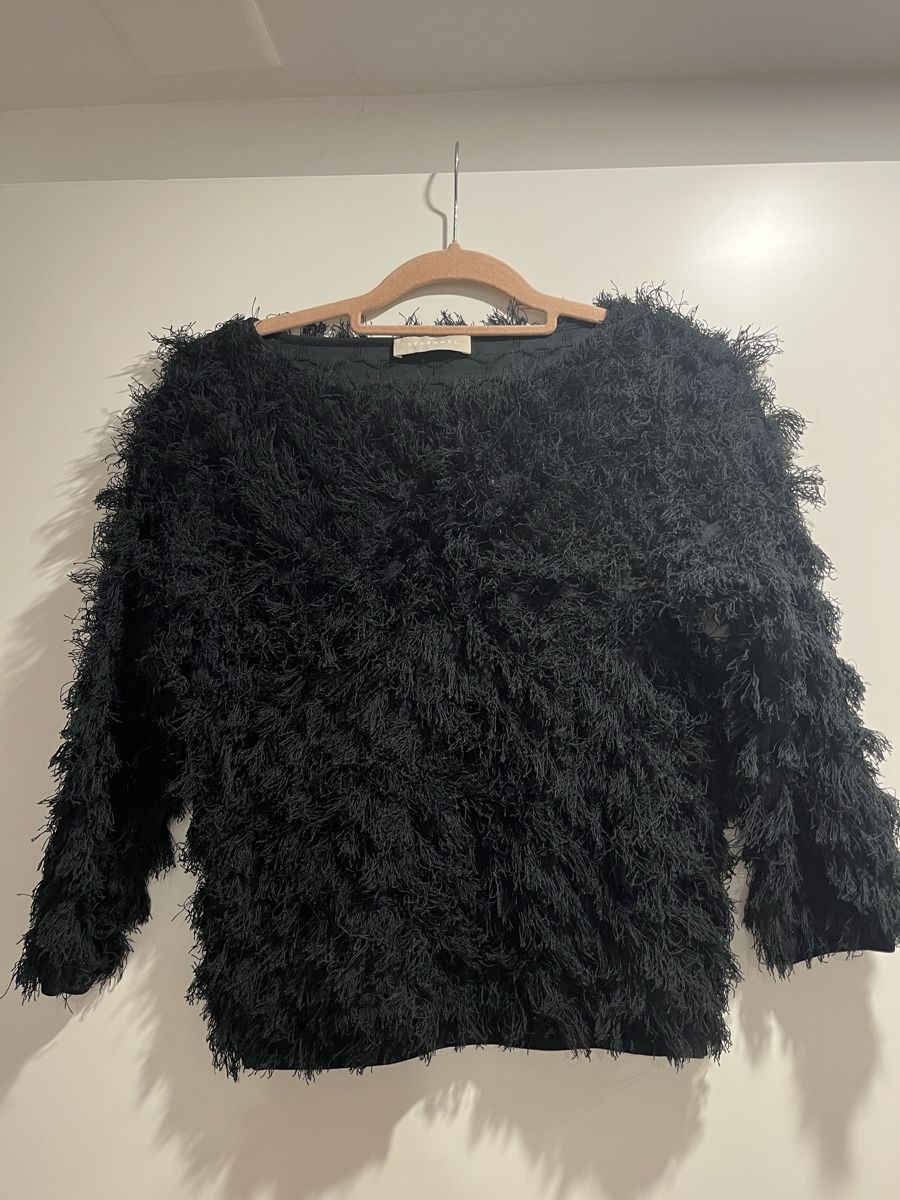 Stefanel Maglioni & Felpe: Kuscheliger STEFFENL Pullover Fransen schwarz – Usato da Zürich venduto da Shopmystyle