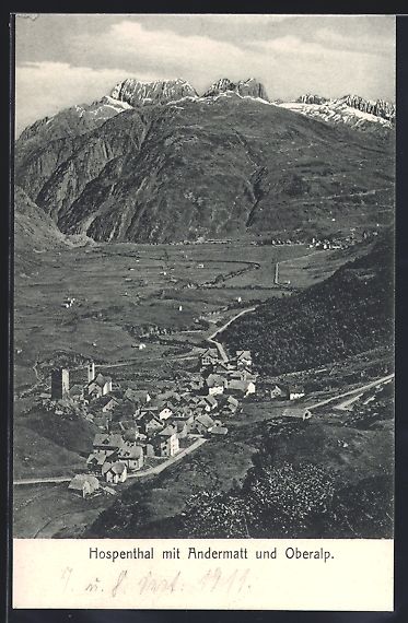 Ansichtskarten: Andermatt /Hospenthal, Teilansicht mit O – Gebraucht aus Berlin von bartko-reher