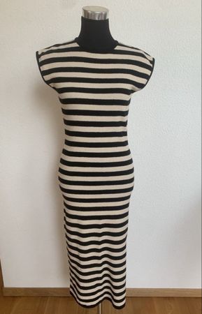 ZARA Kleid gestreift schwarz/beige Grösse S guter Zustand