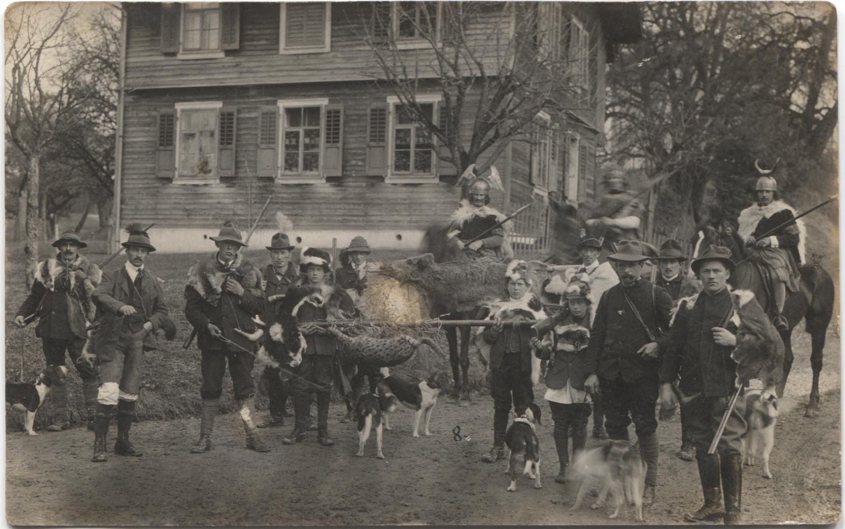 Ansichtskarten: JAGD-GESELLSCHAFT 1920 – Gebraucht aus Wil SG von Clanx