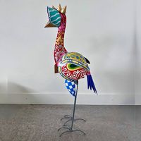 Emeu coloré en métal - deco maison et jardin