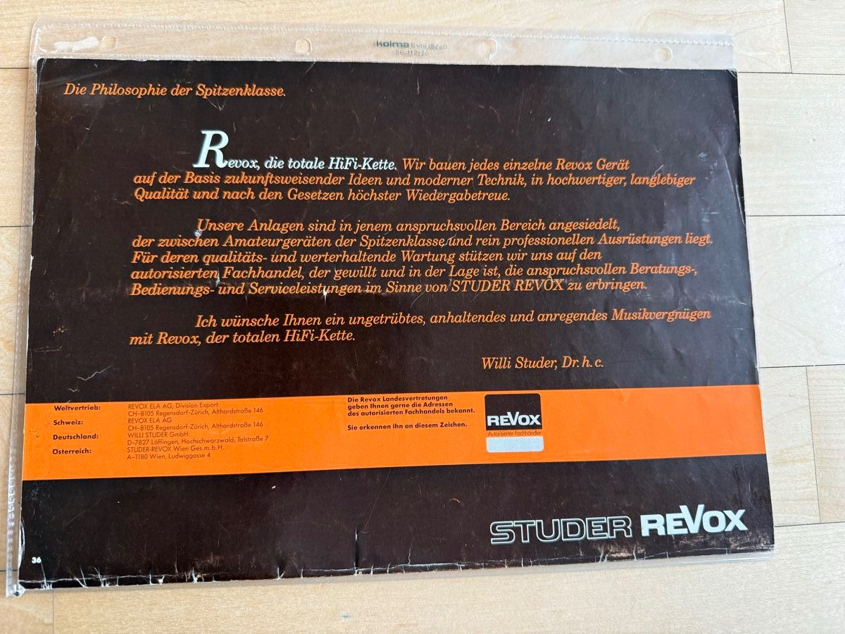 Revox Registratori: Studer Revox 80 Original Bedienungsanleitung – Usato da Uster venduto da Schangnau87 1