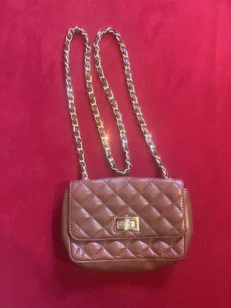 Tasche Bagitali Leder gesteppt braun mit Kette gebraucht