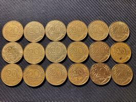 Lot 18x 20 Centimes France