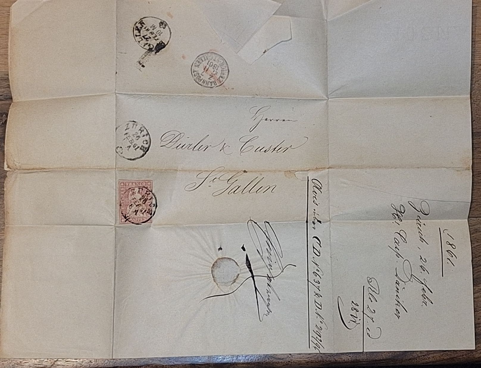 Tutti i francobolli: Strubelbrief 24G Zürich - St. Gallen  – Usato da Balgach venduto da SIMEON27 1