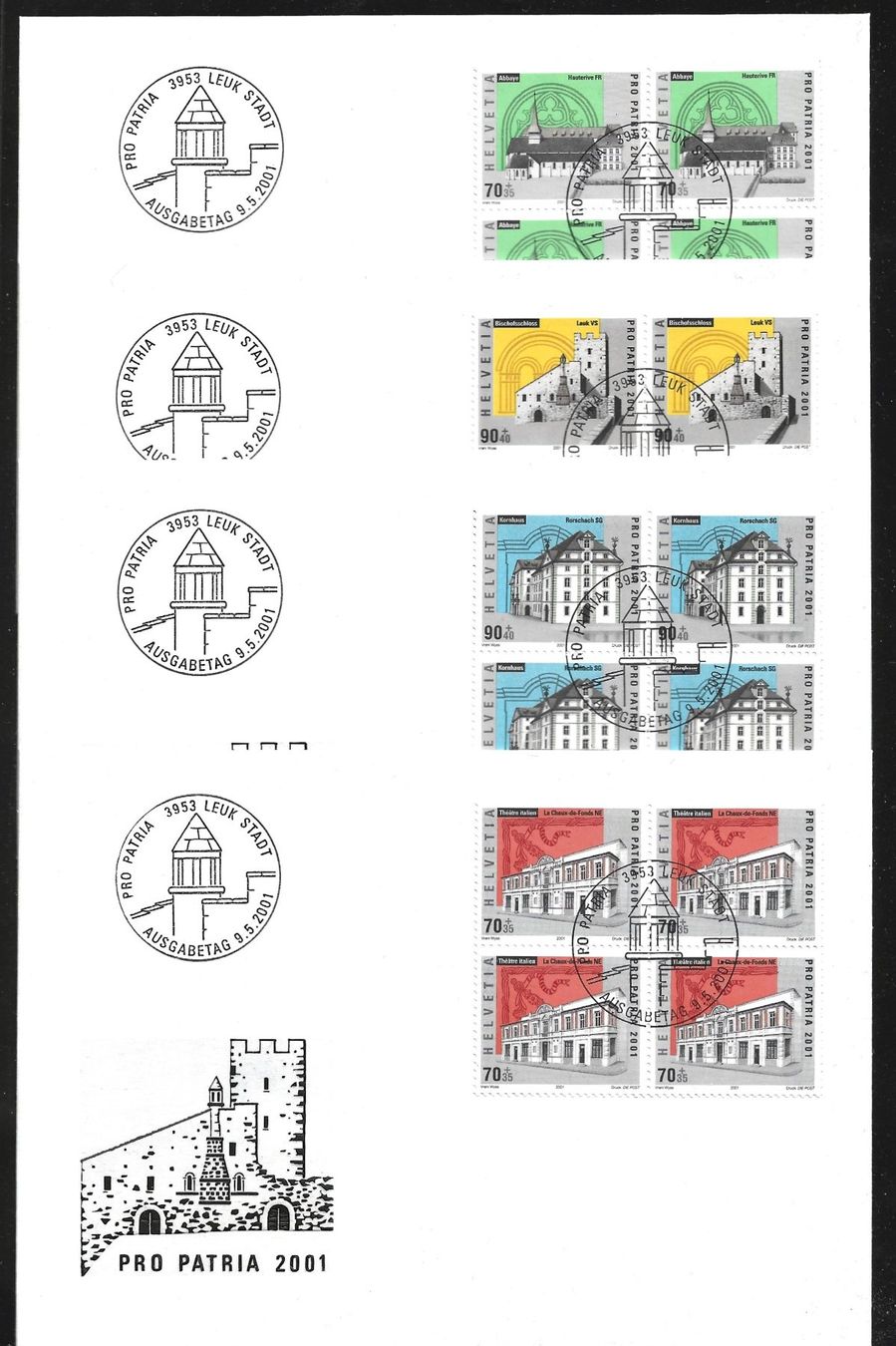 Alle Briefmarken: 2001  FDC 4er  Pro Patria – Gebraucht aus Rheinau von loxis