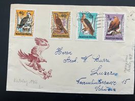 1962 Magyar Vögel auf Brief fleckig (G598)
