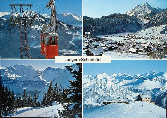 Cartoline postali: LUNGERN Luftseilbahn Schönbüel - Wintersport – Usato da Jona venduto da philajona