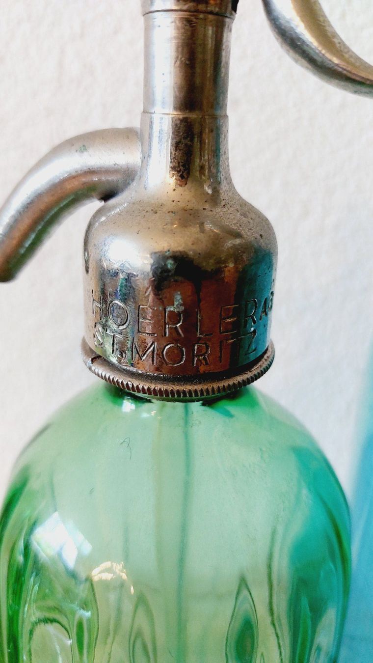 Bottiglie: Vintage Siphonflasche blau grün  St. Moritz – Difettoso da Zürich venduto da VreniUndFranz 6