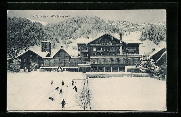 Cartoline postali: AK Adelboden, Hotel Adler im Winter – Usato da Berlin venduto da bartko-reher