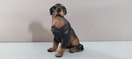 Hundefigur|H=ca.8cm|sitzend|braun+schwarz|guter Zustand