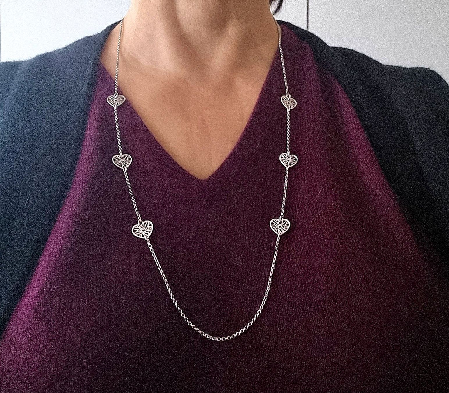 Catenine: Collier en argent 925 petits cœurs – Usato da Veyrier venduto da Leilazizou 1