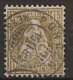 Tutti i francobolli: Ch036 - Helvetia assise 36  obl. – Usato da Trélex venduto da Phil_Albert