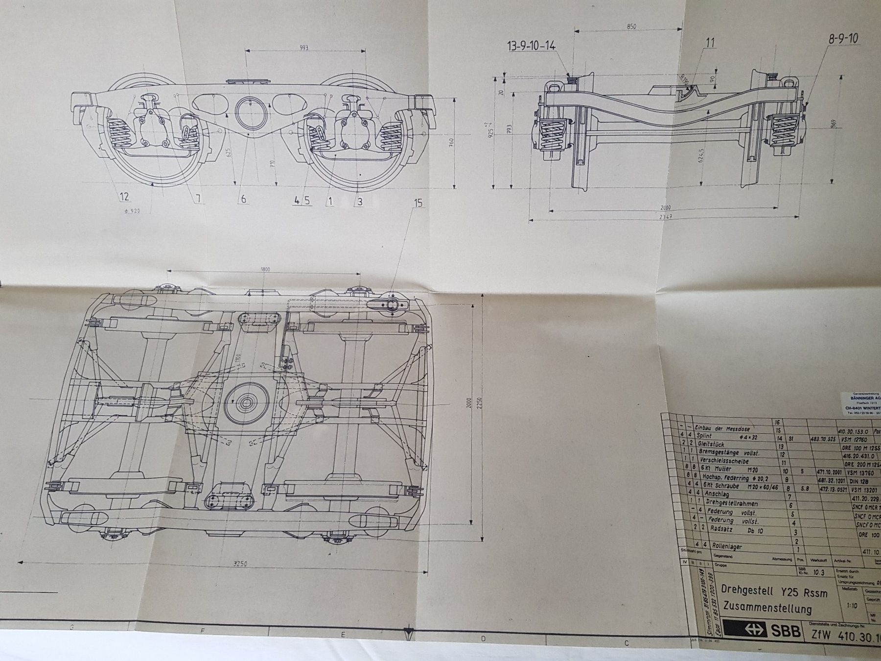 SBB/CFF/FFS Modelleisenbahnen: Plan des SBB Drehgestells Y 25 – Gebraucht aus Luzern von inca55 1
