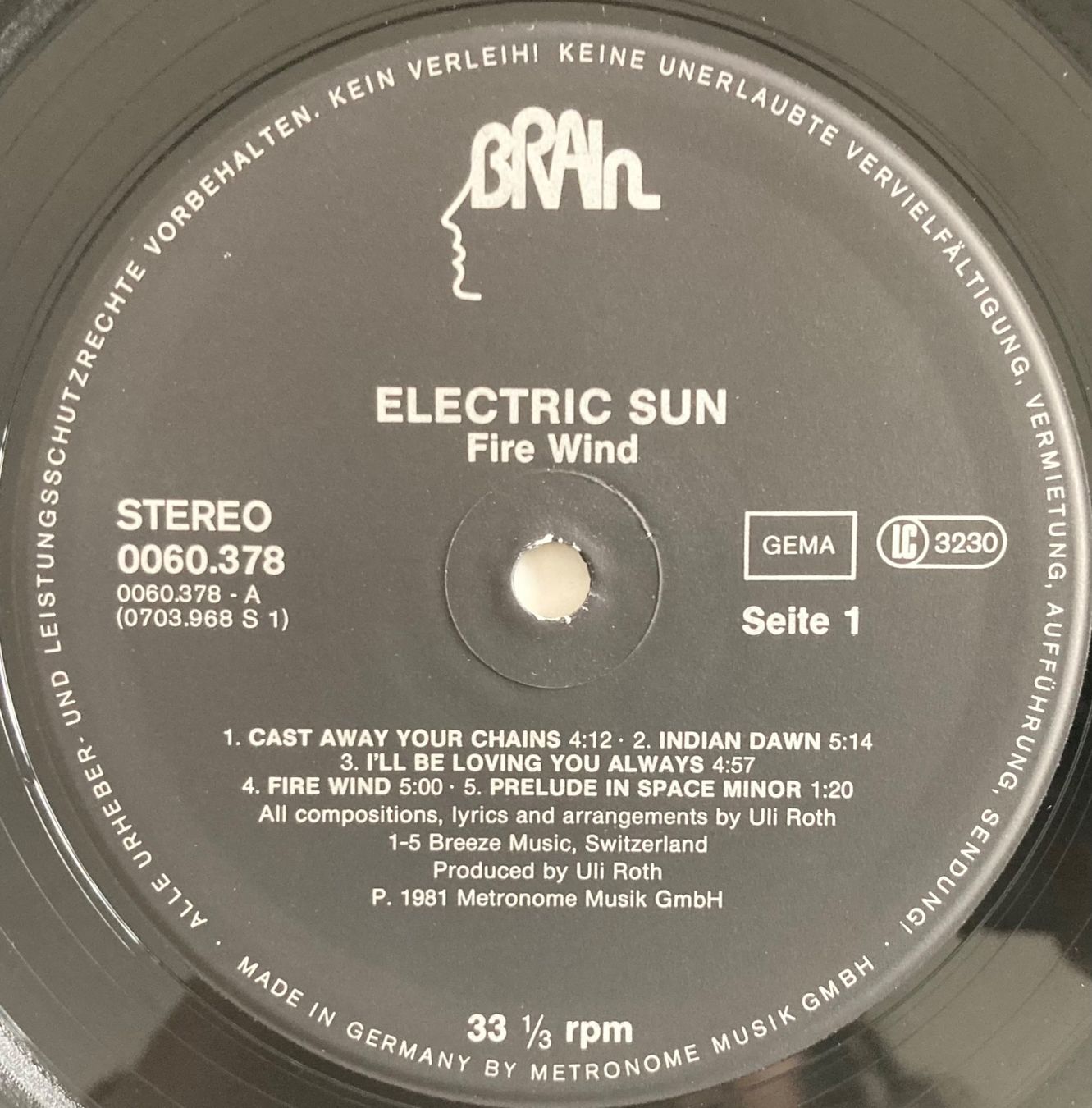 Dischi in vinile: ELECTRIC SUN - FIRE WIND – Usato da Poliez-Pittet venduto da Newtown-Records 3