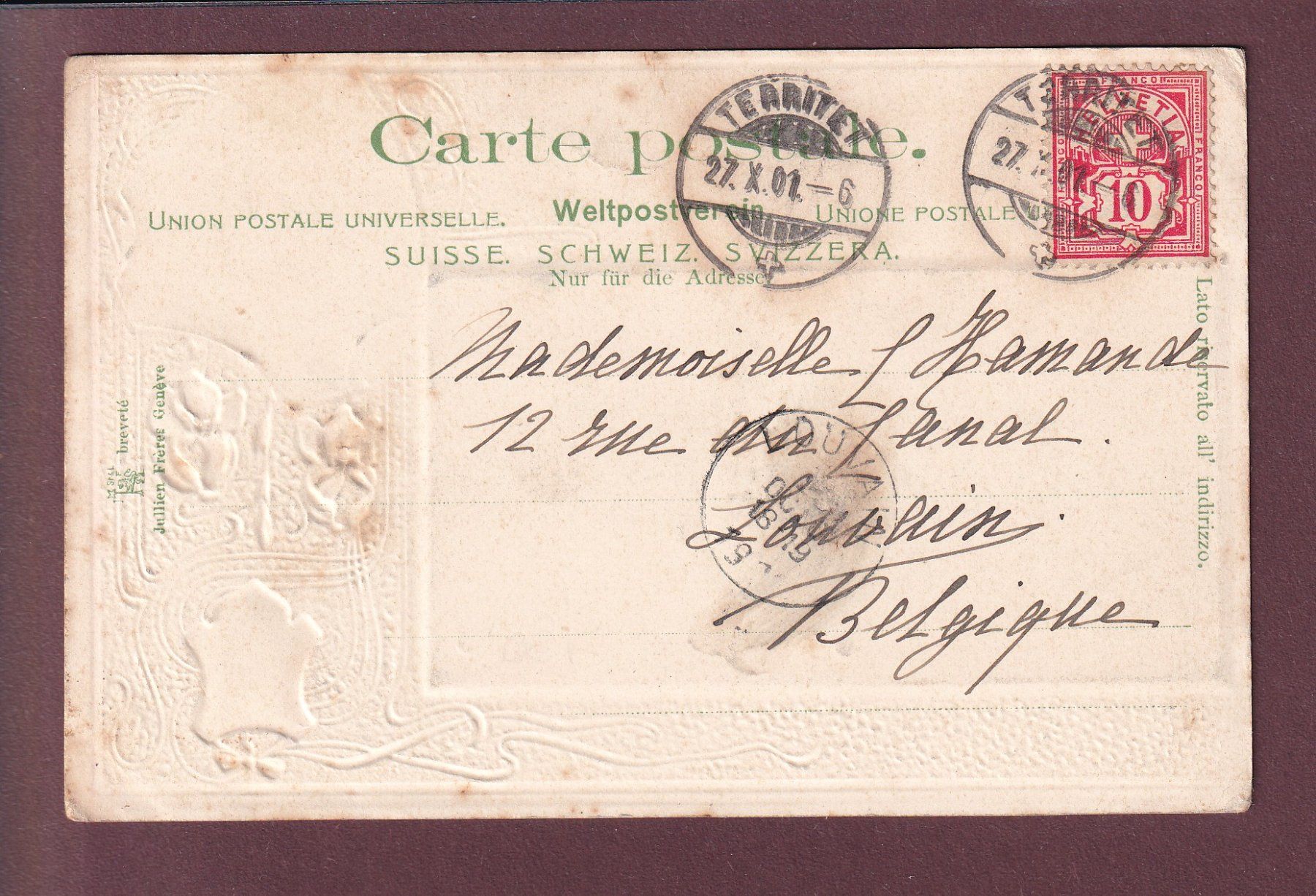 Cartoline postali: BARQUE du LAC LEMAN - 1901 – Usato da Pully venduto da nicecards 1