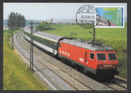 Maximumkarte 836 Zug ET Bern 24.11.1992 Bild Intercity-Zug