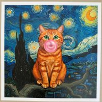 KeC: Van Gogh Bubble Cat, POP Art, signiert 3/5