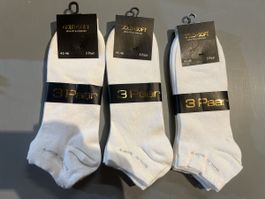 9 Paar Socken Gold-Soft Weiss Gr. 43-46 Bund ohne Gummistruc