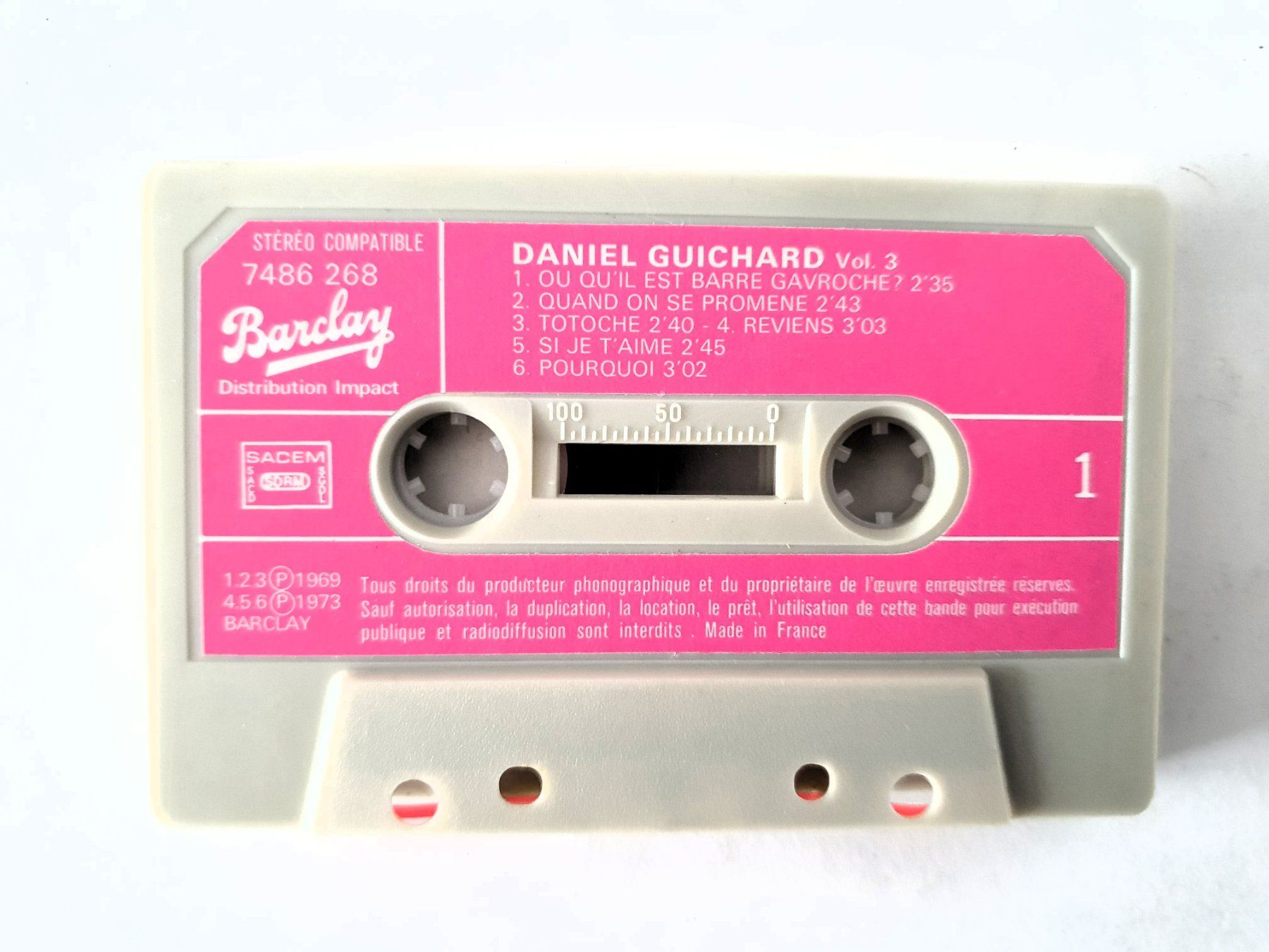 Musicassette: Daniel Guichard, Volume 3, Barklay 7486 268, 1980 – Usato da Martigny venduto da Abm1000 2